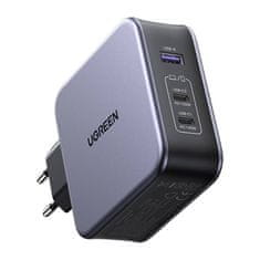 Ugreen CD289 GaN sieťová nabíjačka 2x USB-C / USB 140W + kábel USB-C, strieborná