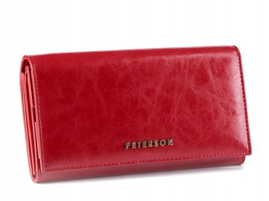 Peterson Červená kožená dámska peňaženka s klopou