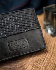 FOREVER YOUNG Čierna kožená pánska peňaženka s prešívaním