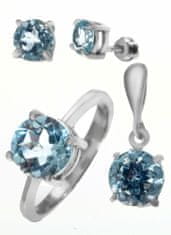 A-B A-B Sada strieborných šperkov s okrúhlym topazom Sky blue 925/1000 Sterling silver 20000041