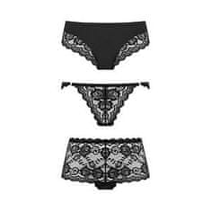 PantyRebel Underneath Eden Panties Set 3ks (Black), sada čipkovaných nohavičiek S/M
