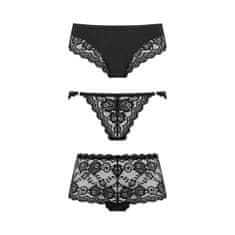 PantyRebel Underneath Eden Panties Set 3ks (Black), sada čipkovaných nohavičiek S/M