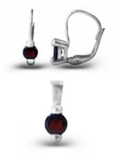 A-B A-B Sada strieborných šperkov s okrúhlym granátom Drobné pyrope náušnice a prívesok Striebro 925/1000 20000049