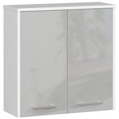 Akord Závesná kúpeľňová skrinka Fin 60 cm biela/strieborný lesk