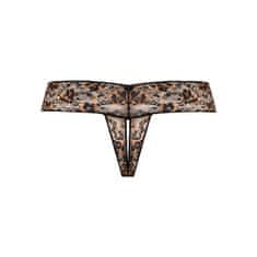 PantyRebel Underneath Gigi Crotchless Thong (Black), leopardie tangá s otvoreným rozkrokom S/M