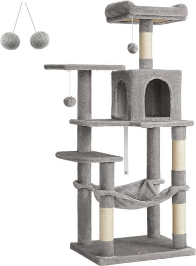 FEANDREA Veľký škrabací stĺpik pre mačky 143 cm sivý PCT161W01