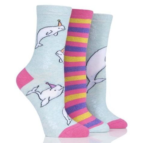 WILD feet Dámske módne veselé vtipné bavlnené ponožky VEĽRYBA 3 páry