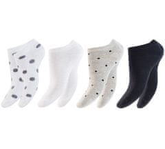 Footstar Dámske 4 páry členkových ponožiek z bavlny Bielo Čierny vzor Farba: Šedá, Veľkosť: 35-38