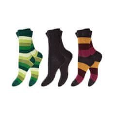 Footstar Dámske 3 páry tenkých bavlnených ponožiek Farebné prúžky Farba: Červená, Veľkosť: 39-42