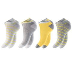 Footstar Dámske 4 páry členkových ponožiek z bavlny s Ružovou a Žltou Farba: Ružová, Veľkosť: 35-38