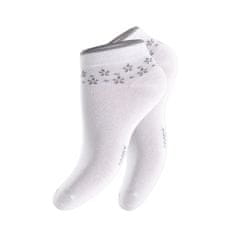 Footstar Dámske 4 páry členkových ponožiek Čierno Biele kvety v leme Farba: Biela, Veľkosť: 39-42