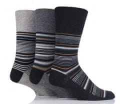 Gentle Grip Pánske 3 páry módne ponožky Gentle Grip DECO NOIR voľný zdravotný lem