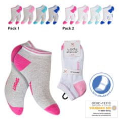 Dámske 4 páry členkových ponožiek Biele a Šedé s kontrastom Farba: Šedá, Veľkosť: 35-38