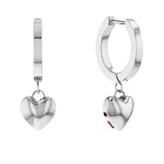 Tommy Hilfiger Moderné oceľové náušnice kruhy s príveskami Hanging Heart 2780664