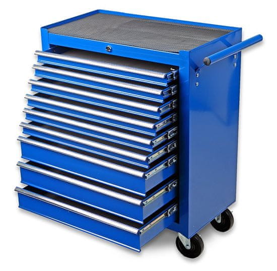 PROFIWERKSTATT Montážny servisný dielenský vozík náradie 9 ZÁSUVIEK na ložiskách - Modrý
