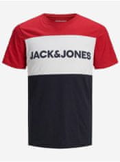 Jack&Jones Červeno-modré tričko Jack & Jones Logo S