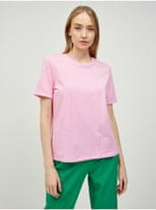 Pieces Ružové tričko s nápisom Pieces Velune XS