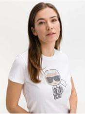 Karl Lagerfeld Biele dámske vzorované tričko Karl Lagerfeld L