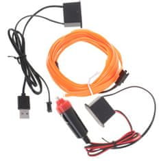 KIK  KX4956 LED ambientné osvetlenie pre auto/auto USB/12V páska 3m oranžová