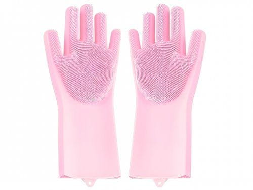 Verk  01606 Silikónové umývacie rukavice na riad svetlo ružové 2 ks