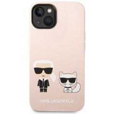 Karl Lagerfeld Kryt na mobil and Choupette Liquid Silicone na Apple iPhone 14 Plus - růžový