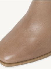 Tamaris Svetlohnedé kožené členkové topánky na vysokom podpätku Tamaris 36