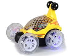 Lean-toys Auto na diaľkové ovládanie Žlté farebné diódy 360 stupňov rotácie