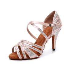 Burtan Dance Shoes Tanečné topánky Vysoké podpätky Latino SALSA BACHATA nahé kamienky 8,5 cm, 36