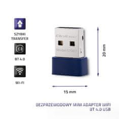 Qoltec Bezdrôtový mini adaptér WiFi Standard N | BT 4.0 USB