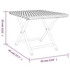 Vidaxl Skladací stôl hnedý 45x35x32 cm polyratan