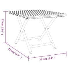 Vidaxl Skladací stôl hnedý 45x35x32 cm polyratan