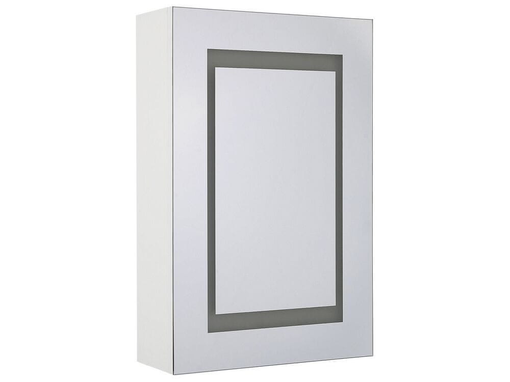 Beliani Kúpeľňová zrkadlová skrinka na stenu s LED osvetlením 40 x 60 cm biela MALASPINA