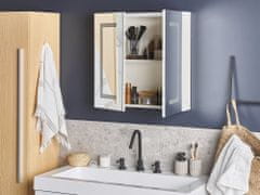 Beliani Kúpeľňová zrkadlová skrinka na stenu s LED osvetlením 60 x 60 cm biela MAZARREDO