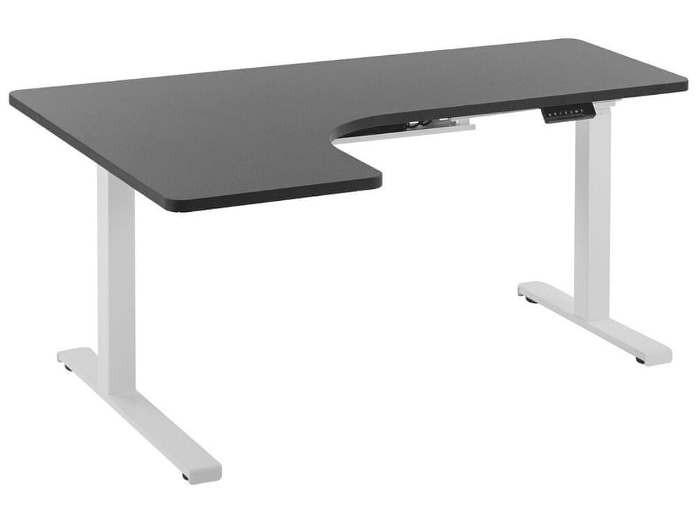 Beliani Elektricky nastaviteľný stôl ľavostranný 160 x 110 cm biely/čierny DESTIN II