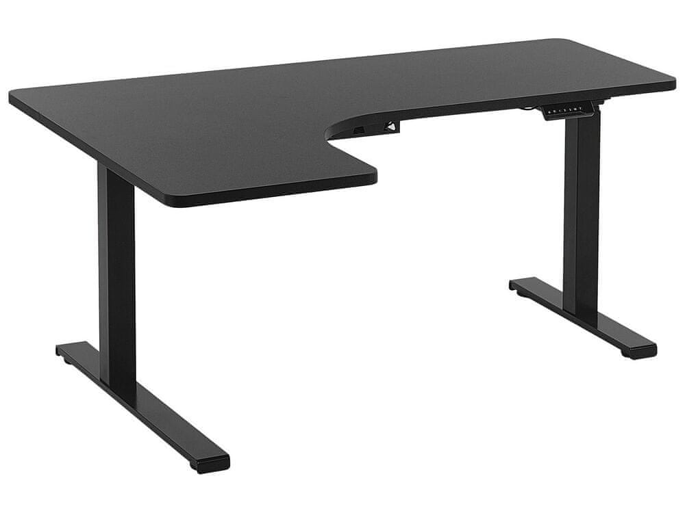 Beliani Rohový elektrický písací stôl ľavostranný 160 x 110 cm čierny DESTIN II