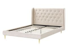 Beliani Zamatová posteľ 140 x 200 cm béžová FORBACH
