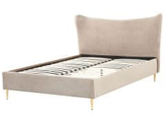 Beliani Zamatová posteľ 140 x 200 cm sivobéžová CHALEIX