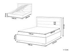 Beliani Zamatová posteľ s úložným priestorom 140 x 200 cm tmavosivá ROUEN