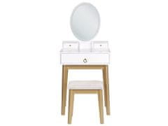 Beliani Toaletný stolík s 3 zásuvkami a LED zrkadlom biela/zlatá ROSEY