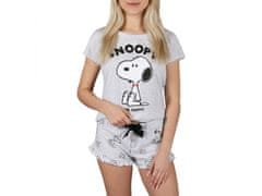 sarcia.eu Snoopy sive dámske letné pyžamo s krátkym rukávom, bavlna, volány S
