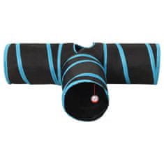 Vidaxl Tunel pre mačky 3-cestný čierno-modrý 90 cm polyester