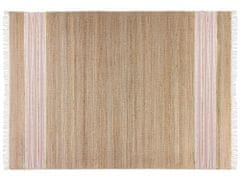Beliani Jutový koberec 160 x 230 cm béžová/ružová MIRZA
