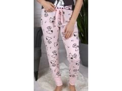 sarcia.eu Snoopy Sivé a ružové dámske pyžamo s krátkym rukávom, bavlna, dlhé nohavice , S