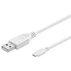 PremiumCord Kábel micro USB 2.0, AB 3m, biela