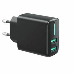 Carcommerce Adaptér - USB nabíjačka do zásuvky s výstupom 2 x USB A 1A + 2,4A Rýchlonabíjačka