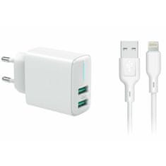 Carcommerce Adaptér - USB nabíjačka do zásuvky s výstupom 2xUSB 2,4A + Kábel Iphone