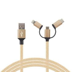 Carcommerce Kábel - USB A 2.0 / 3 w 1 - 2,4A 1m Micro USB / Iphone / USB-C