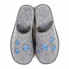 NOWO Dámske plstené papuče, modré kvety r. 38