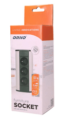 Orno Povrchová zásuvka ORNO OR-GM-9001/BG, rohové púzdro, 3x zásuvka, farba čierno-strieborná
