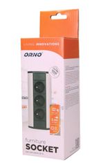 Orno Povrchová zásuvka ORNO OR-GM-9001/BG, rohové púzdro, 3x zásuvka, farba čierno-strieborná